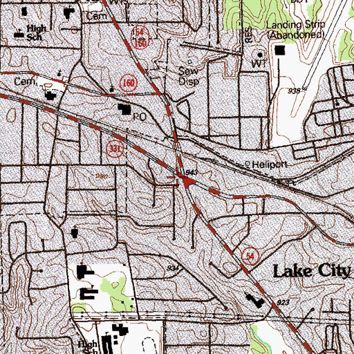 Topographic Map of Clayton Commons Shopping Center, GA