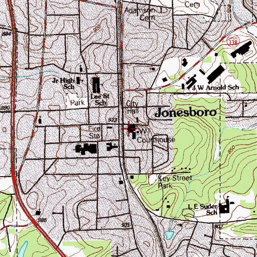 Topographic Map of Clayton County Courthouse, GA
