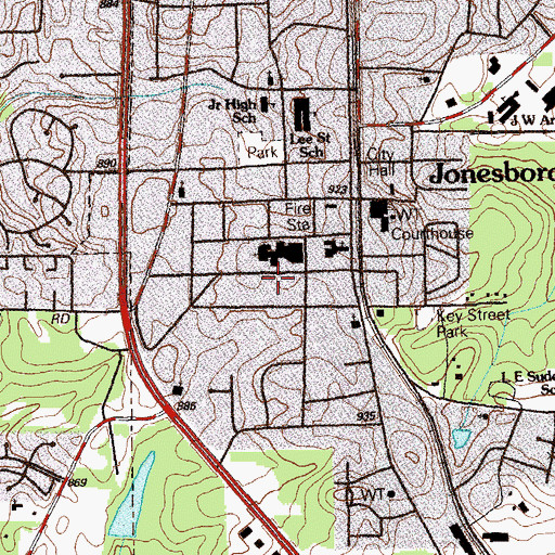 Topographic Map of Clayton High School (historical), GA