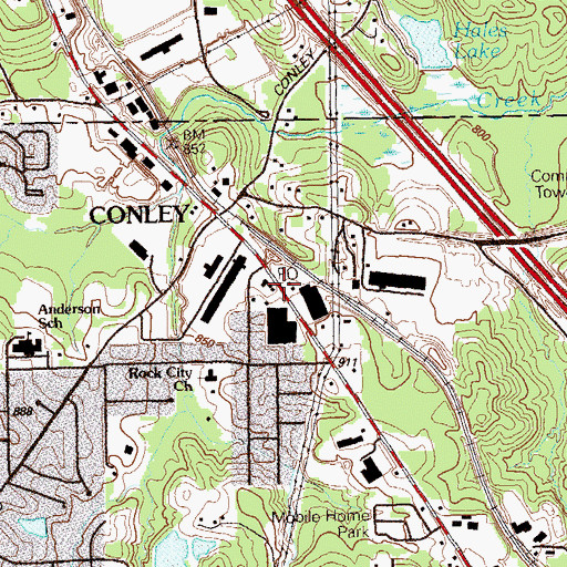 Topographic Map of Conley Post Office, GA