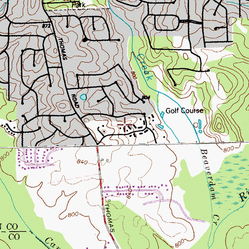 Topographic Map of Country Greens Golf Course (historical), GA