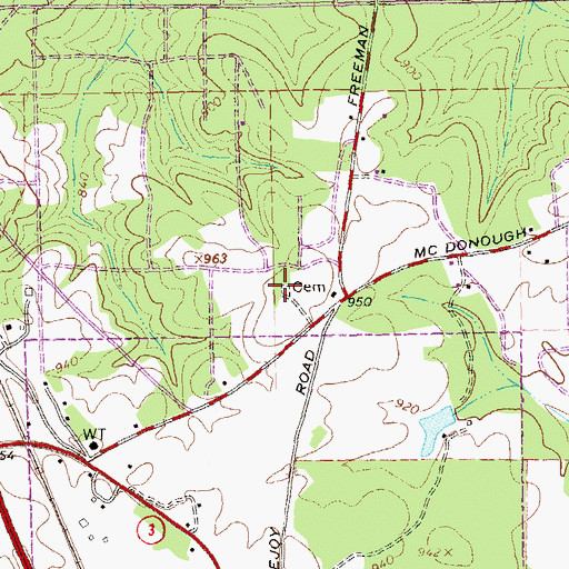 Topographic Map of Crawford-Dorsey Cemetery, GA