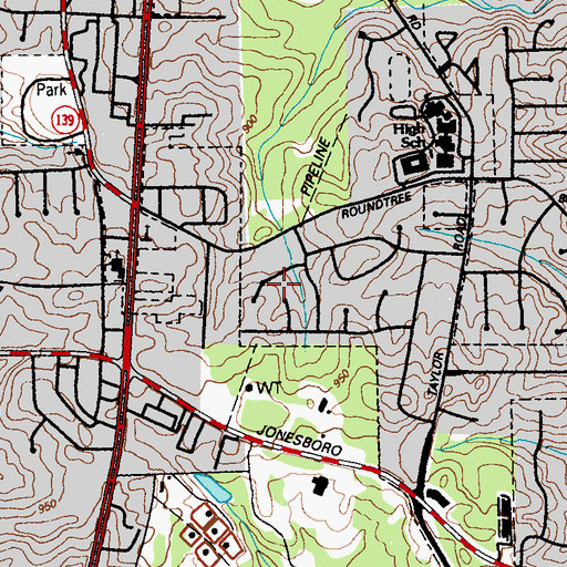 Topographic Map of Dover Meadows, GA