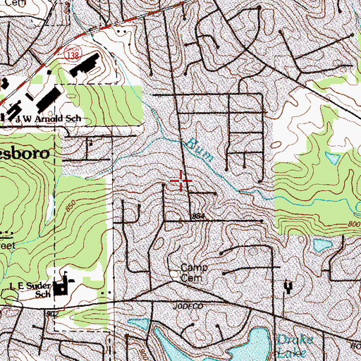 Topographic Map of Embrey Hills, GA