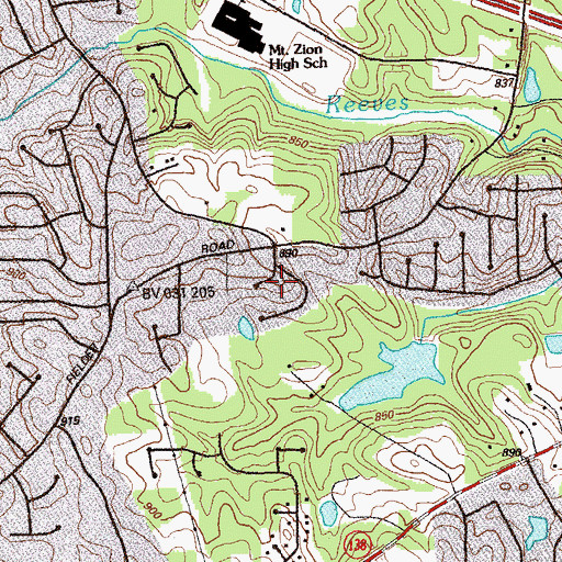Topographic Map of Fielder Manor, GA