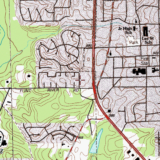 Topographic Map of Flint River Shopping Center, GA
