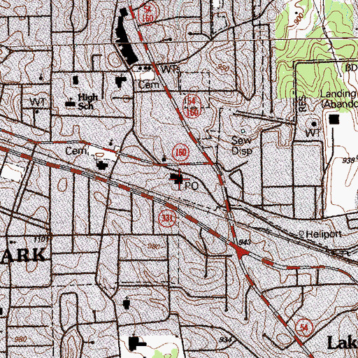 Topographic Map of Forest Park Post Office, GA