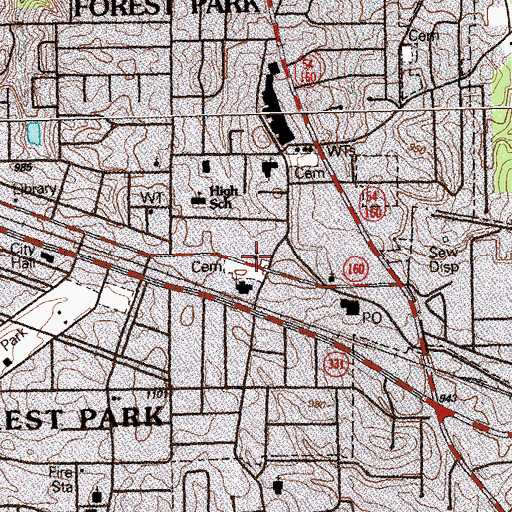 Topographic Map of Forest Park Primitive Baptist Church, GA