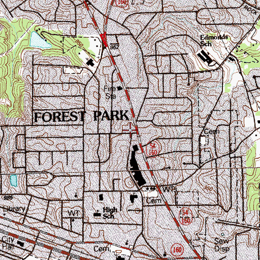 Topographic Map of Forest Square Shopping Center, GA