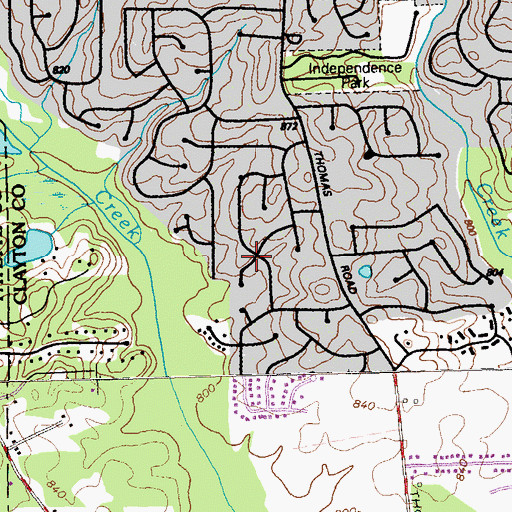 Topographic Map of Greenwood Hills, GA