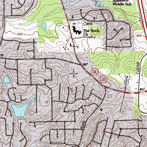 Topographic Map of Hale Haven Shopping Center, GA