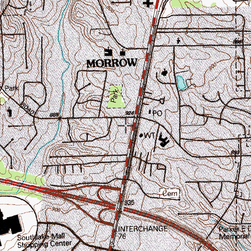 Topographic Map of Hammock Center Shopping Center, GA