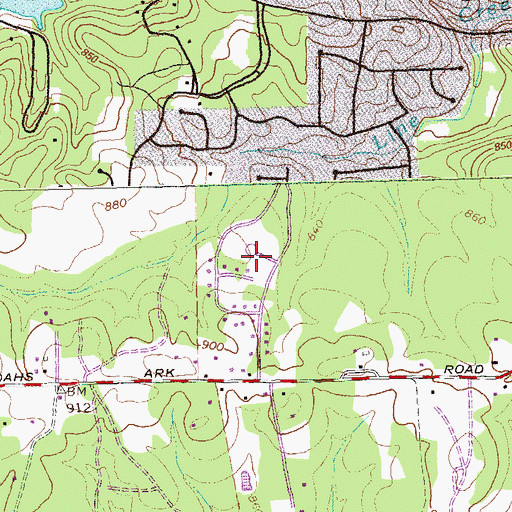 Topographic Map of Hidden Hollow, GA