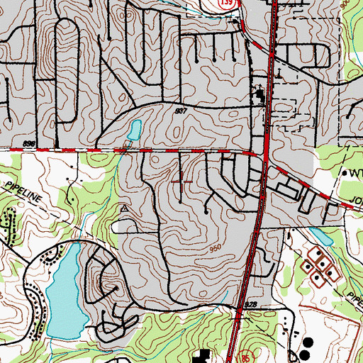 Topographic Map of Howell Estates, GA