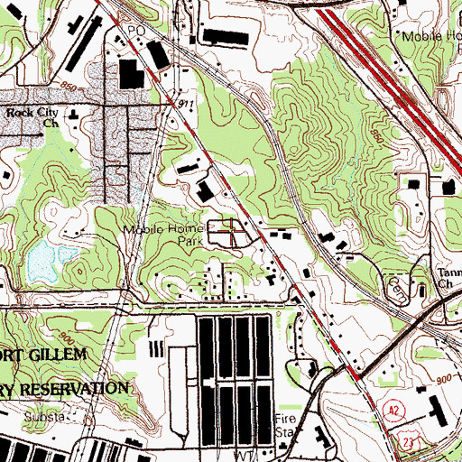 Topographic Map of Hyde Park Mobile Home Park, GA
