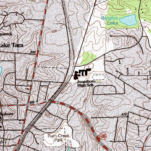 Topographic Map of Jonesboro High School, GA