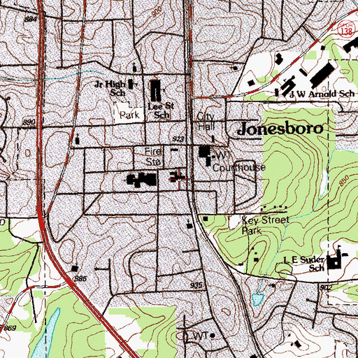Topographic Map of Jonesboro United Methodist Church, GA