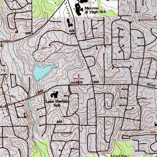 Topographic Map of Lake Harbin Plaza Shopping Center, GA