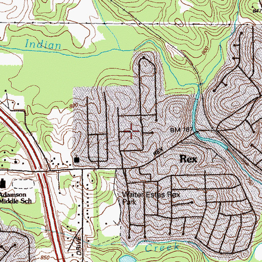 Topographic Map of Meadowview Acres, GA