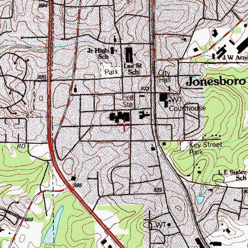Topographic Map of Middle Georgia College (historical), GA