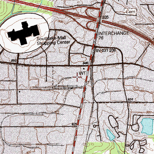 Topographic Map of Morrow Pavillion Shopping Center, GA
