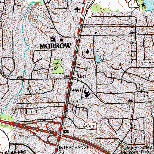 Topographic Map of Morrow Post Office, GA