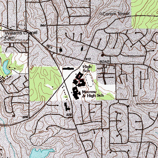 Topographic Map of Morrow High School, GA