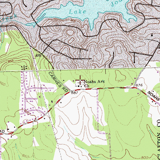 Topographic Map of Noahs Ark Cemetery, GA