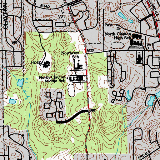 Topographic Map of North Clayton Middle School, GA