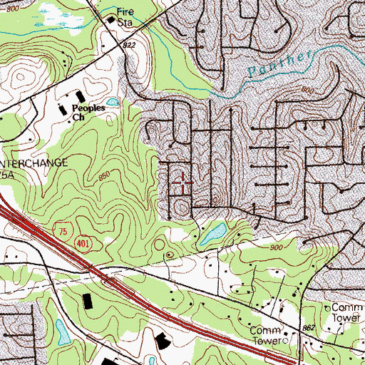 Topographic Map of Oak Ridge, GA