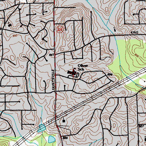 Topographic Map of Oliver Elementary School, GA