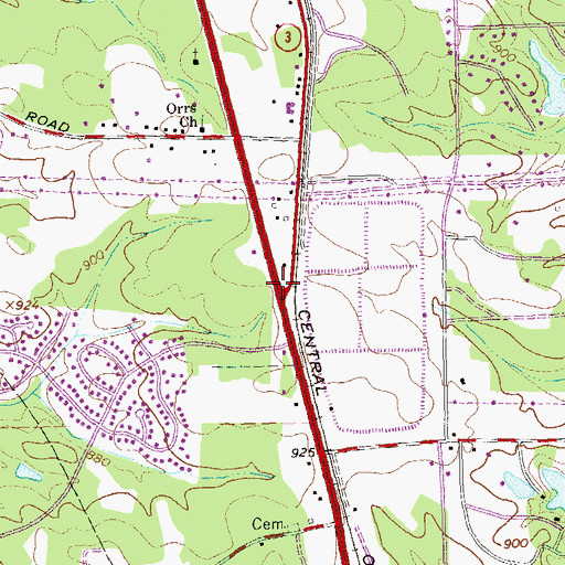 Topographic Map of Orrs, GA