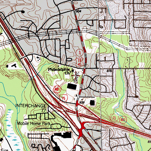 Topographic Map of Philadelphia Presbyterian Cemetery, GA