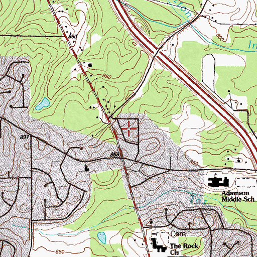 Topographic Map of Pinebrook Heights, GA