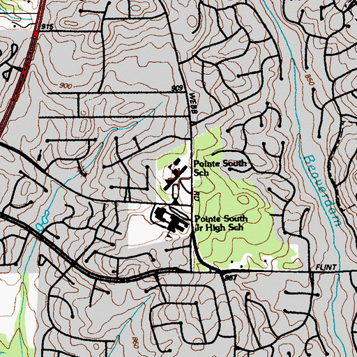 Topographic Map of Pointe South Elementary School, GA
