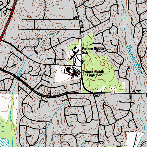 Topographic Map of Pointe South Middle School, GA