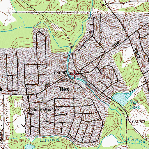 Topographic Map of Rex Post Office, GA