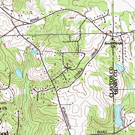 Topographic Map of Rolling Meadows, GA