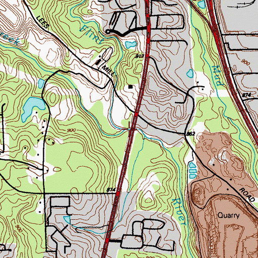 Topographic Map of Sullivan Creek, GA