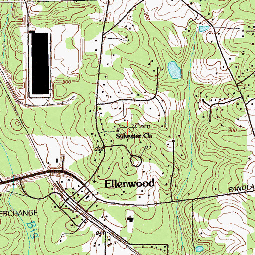 Topographic Map of Sylvester Baptist Cemetery, GA