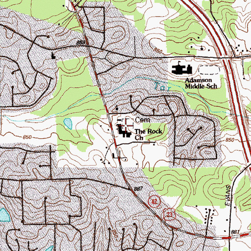 Topographic Map of The Rock Cemetery, GA
