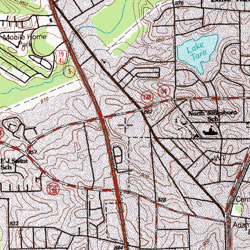 Topographic Map of Village Square Shopping Center, GA