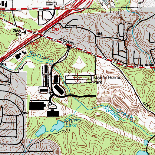 Topographic Map of Woodland Hills Mobile Home Park, GA