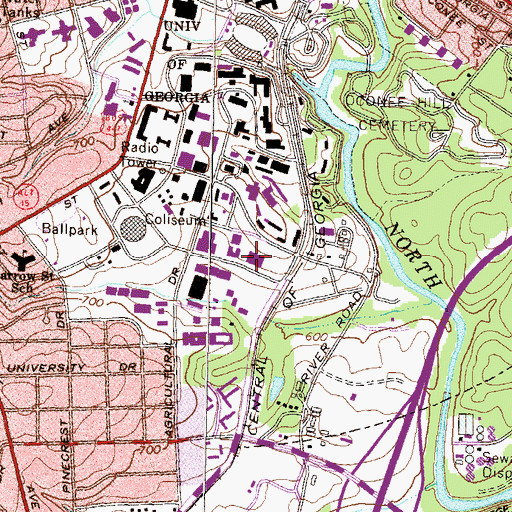 Topographic Map of Aderhold Hall, GA