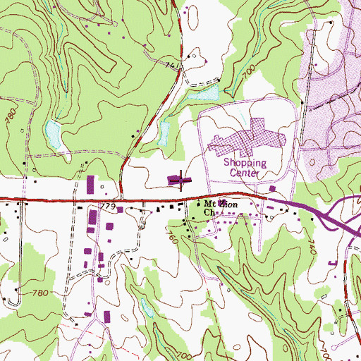 Topographic Map of Athena Square Shopping Center, GA