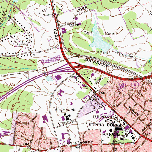 Topographic Map of Athens Academy, GA