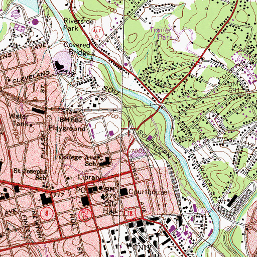Topographic Map of Athens Female High School (historical), GA