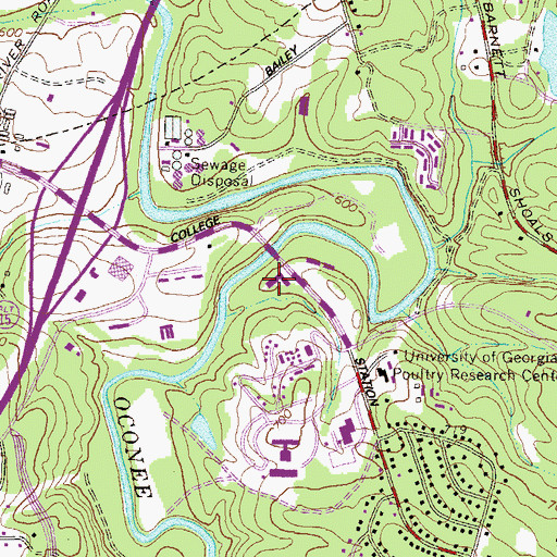 Topographic Map of Athens Unit Georgia Retardation Center, GA