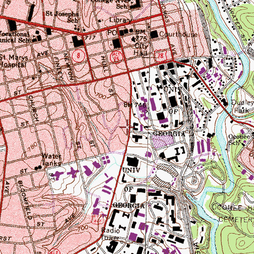 Topographic Map of Baptist Student Union, GA