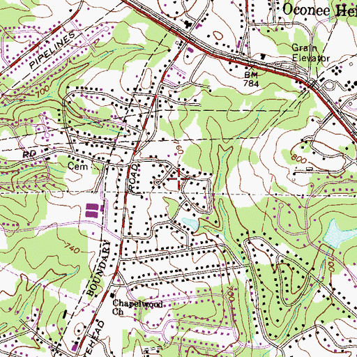 Topographic Map of Bel Air Heights, GA